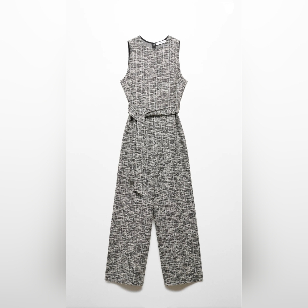 Marbled tweed jumpsuit Size XL By Mango